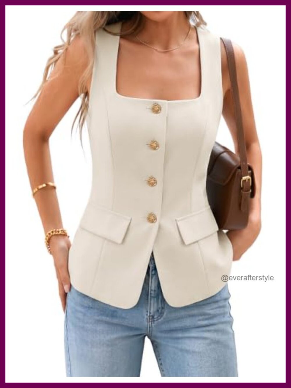 Sleeveless Blazer Vest Button Down Waistcoat Top Business Casual